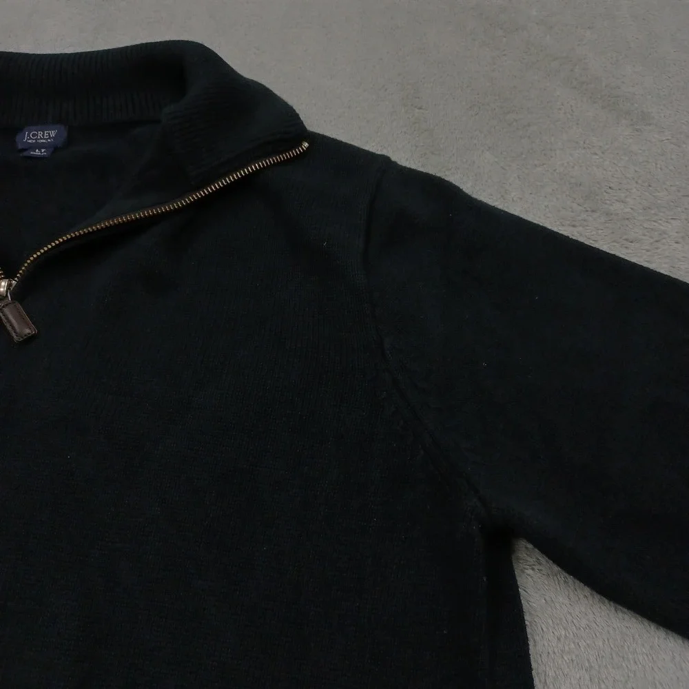J‎ Crew Sweater Mens Large Tall Black Knit 1/4 Zip Pullover Casual Preppy